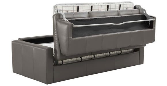 SCHLAFSOFA Bard in Echtleder Grau  - Hellgrau/Schwarz, KONVENTIONELL, Leder/Kunststoff (206/81/96cm) - Novel