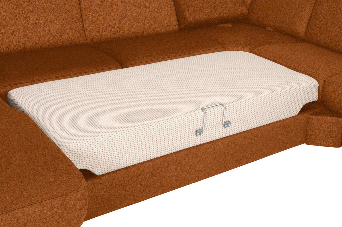 WOHNLANDSCHAFT in Flachgewebe Cognac  - Chromfarben/Cognac, KONVENTIONELL, Textil/Metall (163/336/240cm) - Beldomo System