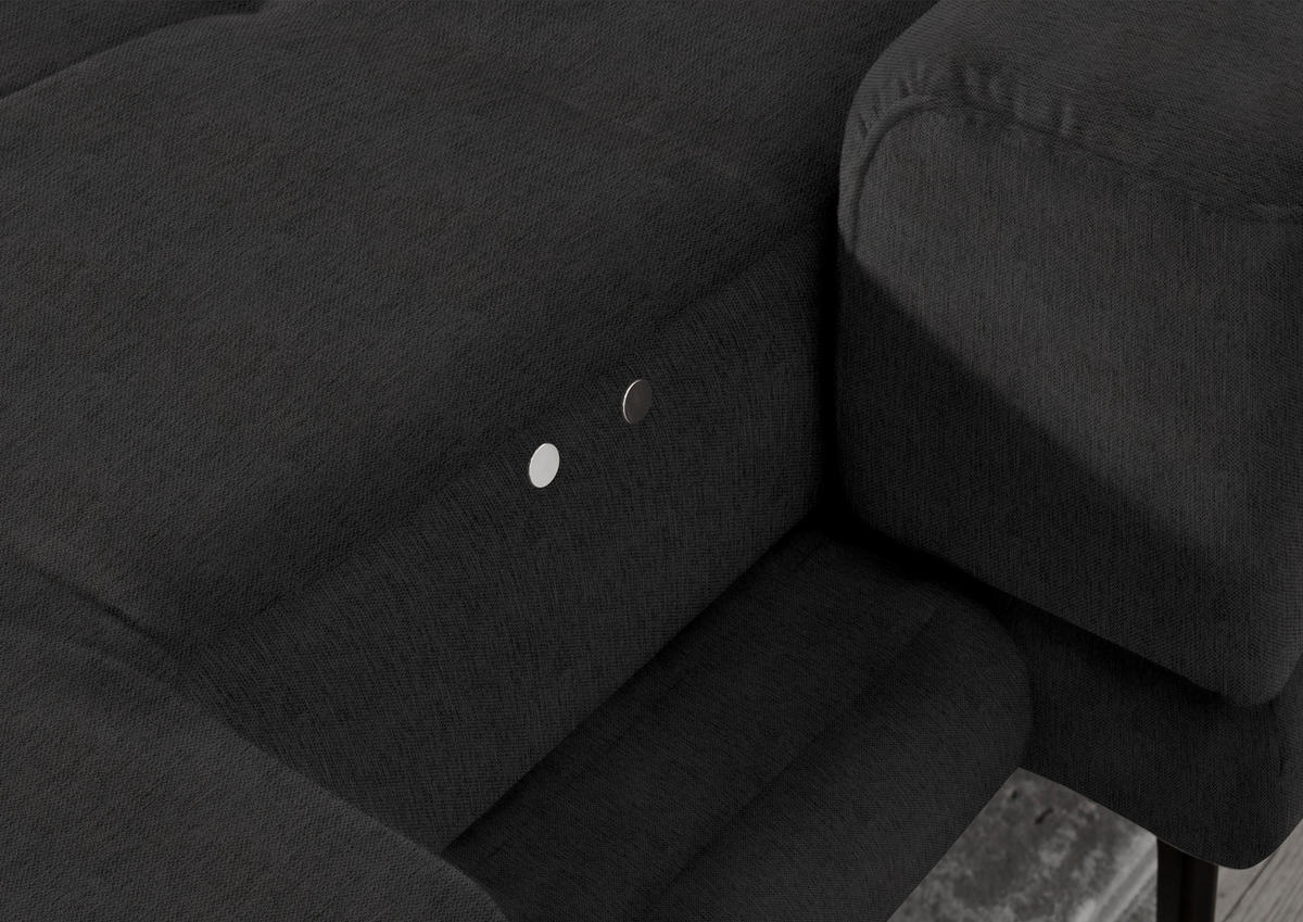 ECKSOFA in Flachgewebe Anthrazit  - Anthrazit/Schwarz, Design, Textil/Metall (309/190cm) - Beldomo Style