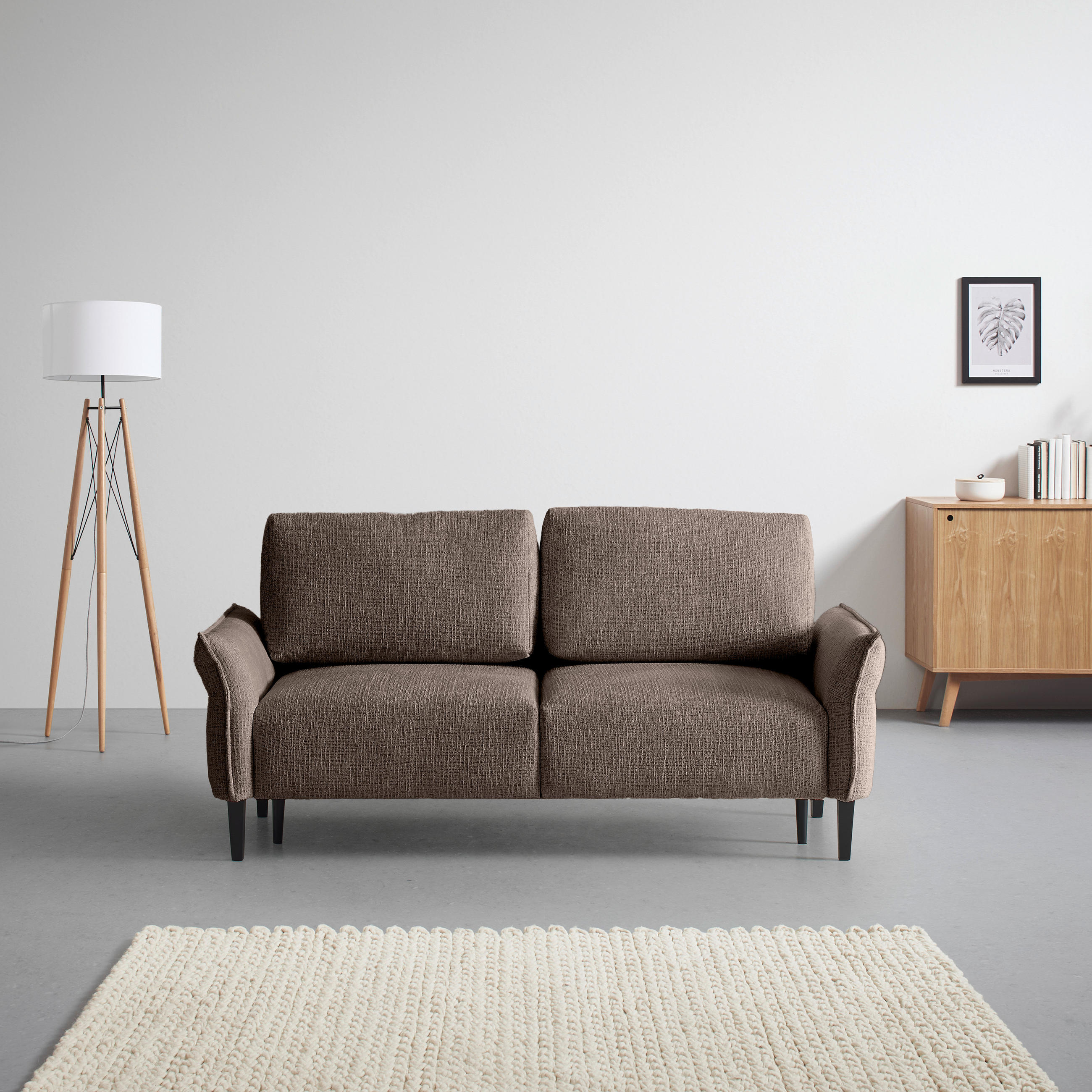 3-SITS SOFFA i vävt tyg mörkbrun  - svart/mörkbrun, Modern, trä/textil (183/85/92cm) - MID.YOU