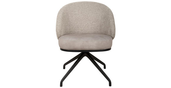 ARMLEHNSTUHL  Typenauswahl, Sitzfläche 360° drehbar, automatische Rückholfunktion Chenille, Flanell  - Taupe/Schwarz, Design, Textil/Metall (61/83/60cm) - Novel