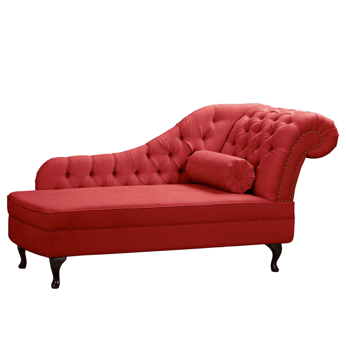 RÉCAMIERE Pako in Mikrofaser Rot  - Rot/Braun, Design, Holz/Textil (185/93/75cm) - Livetastic