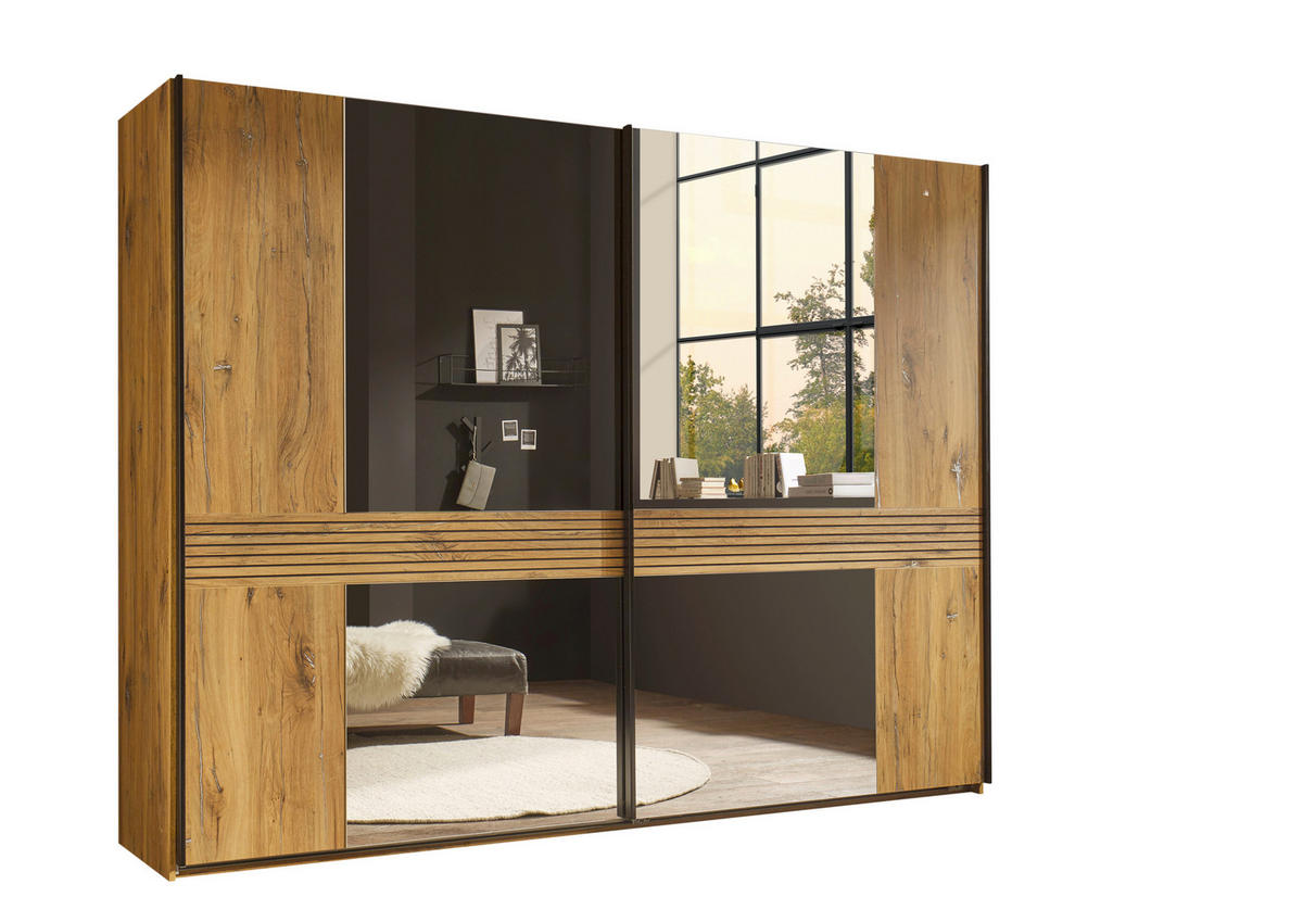 ŠATNÍ SKŘÍŇ S POSUVNÝMI DVEŘM, barvy dubu, 270,5/210/62,5 cm - barvy dubu/antracitová, Moderní, kov/kompozitní dřevo (270,5/210/62,5cm) - Carryhome