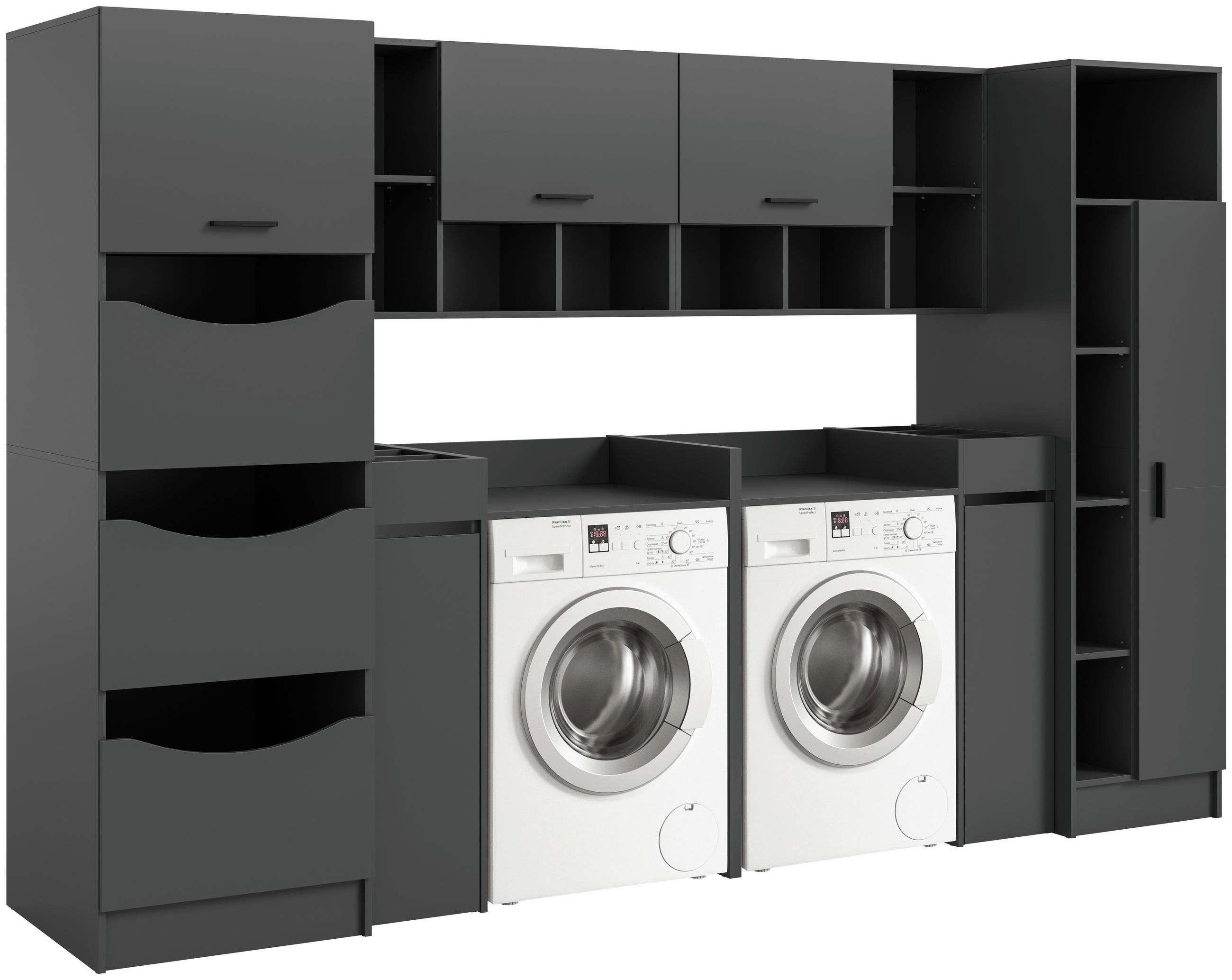 HAUSWIRTSCHAFTSRAUM 300/195/68 cm  in Anthrazit  - Anthrazit, Basics, Holzwerkstoff (300/195/68cm) - MID.YOU