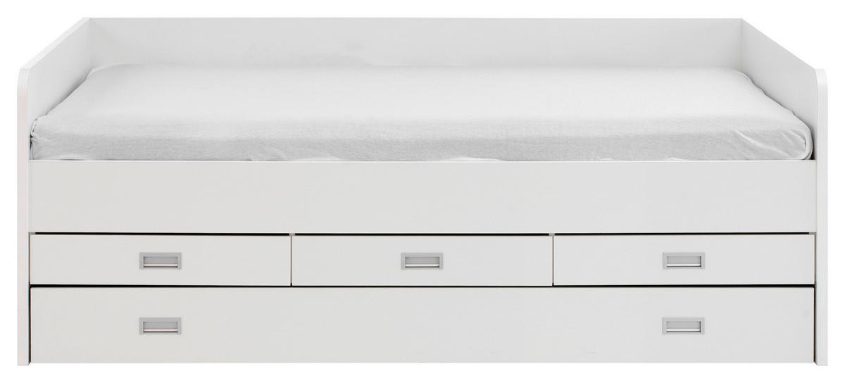 AUSZIEHBETT 120/200 cm Weiss  - Weiss/Schwarz, Konventionell, Holzwerkstoff/Kunststoff (120/200cm) - MID.YOU