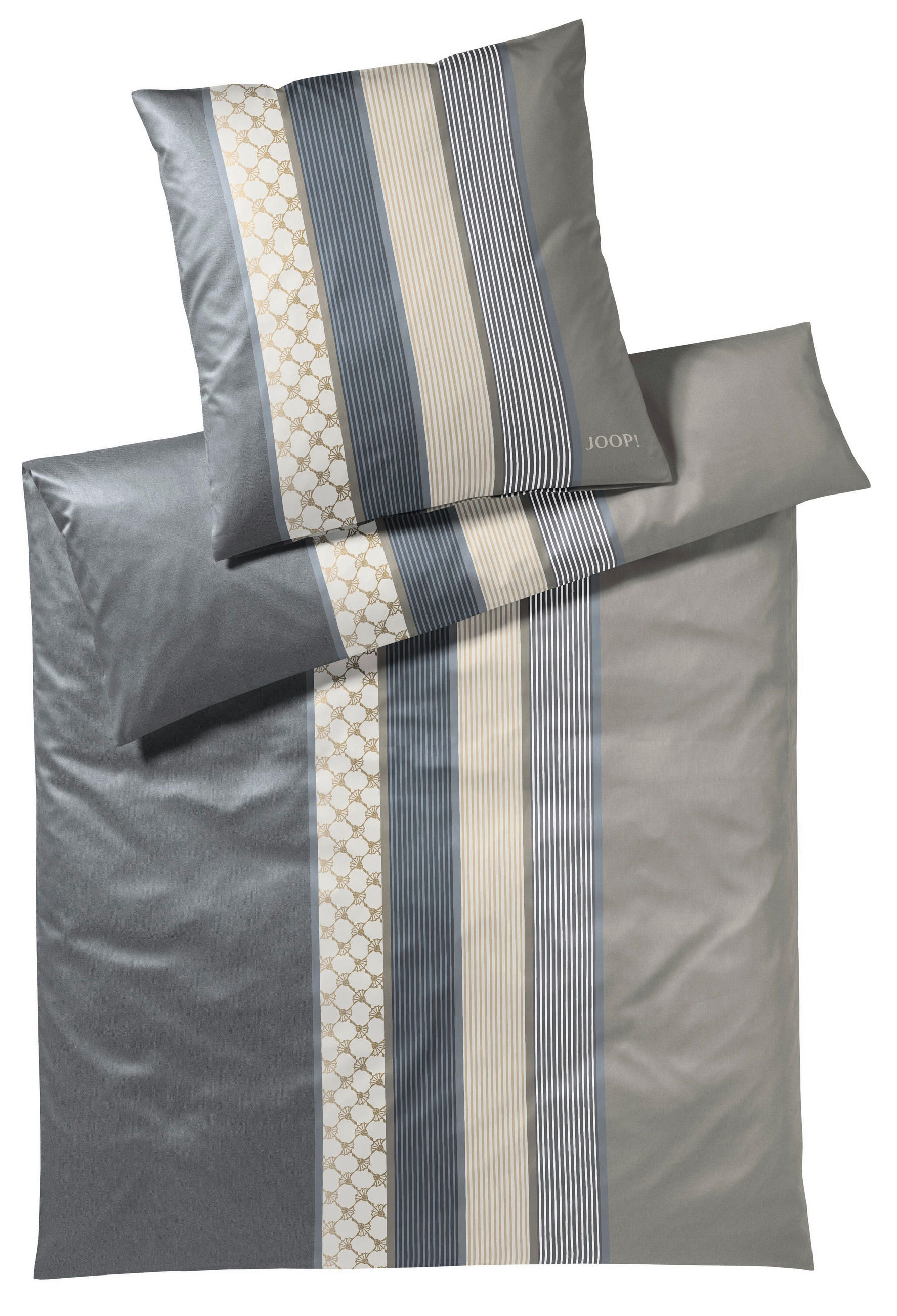 BETTWÄSCHESET Makosatin 160/210 cm  100 cm/65 cm  - Blau/Goldfarben, Design, Naturmaterialien/Textil (160/210cm) - Joop!