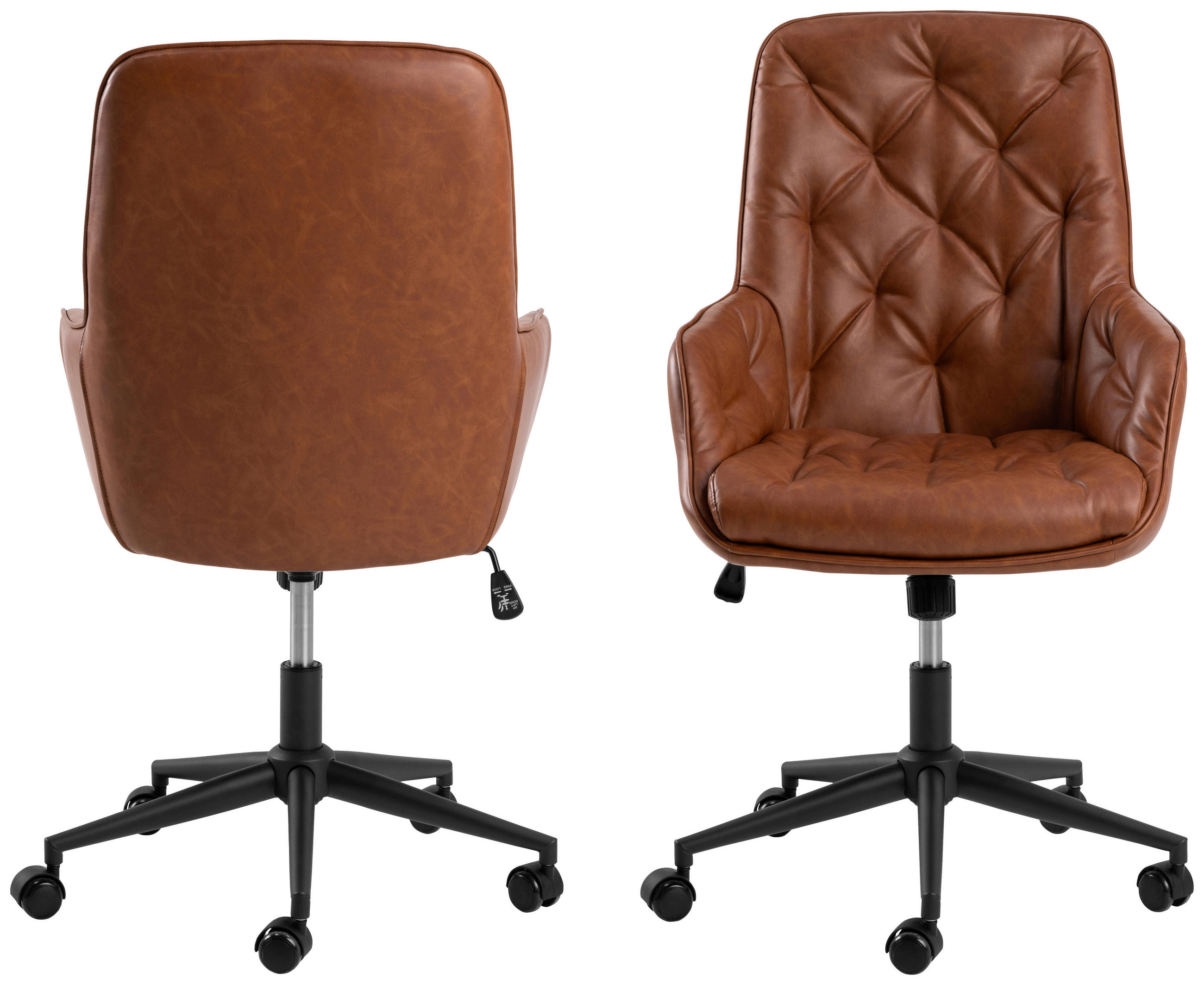 CHEFSESSEL Lederlook Braun, Schwarz  - Schwarz/Braun, Design, Textil/Metall (106/60/67,5cm) - MID.YOU