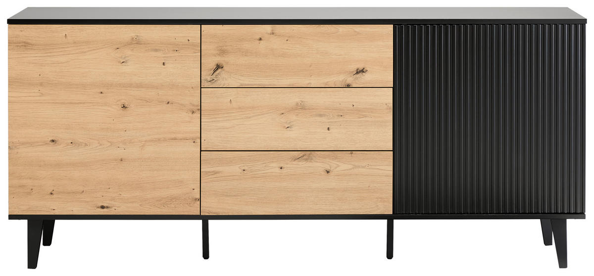 SIDEBOARD 178/78/40 cm  in Schwarz, Eiche Artisan  - Schwarz/Eiche Artisan, Design, Holzwerkstoff/Metall (178/78/40cm) - Xora