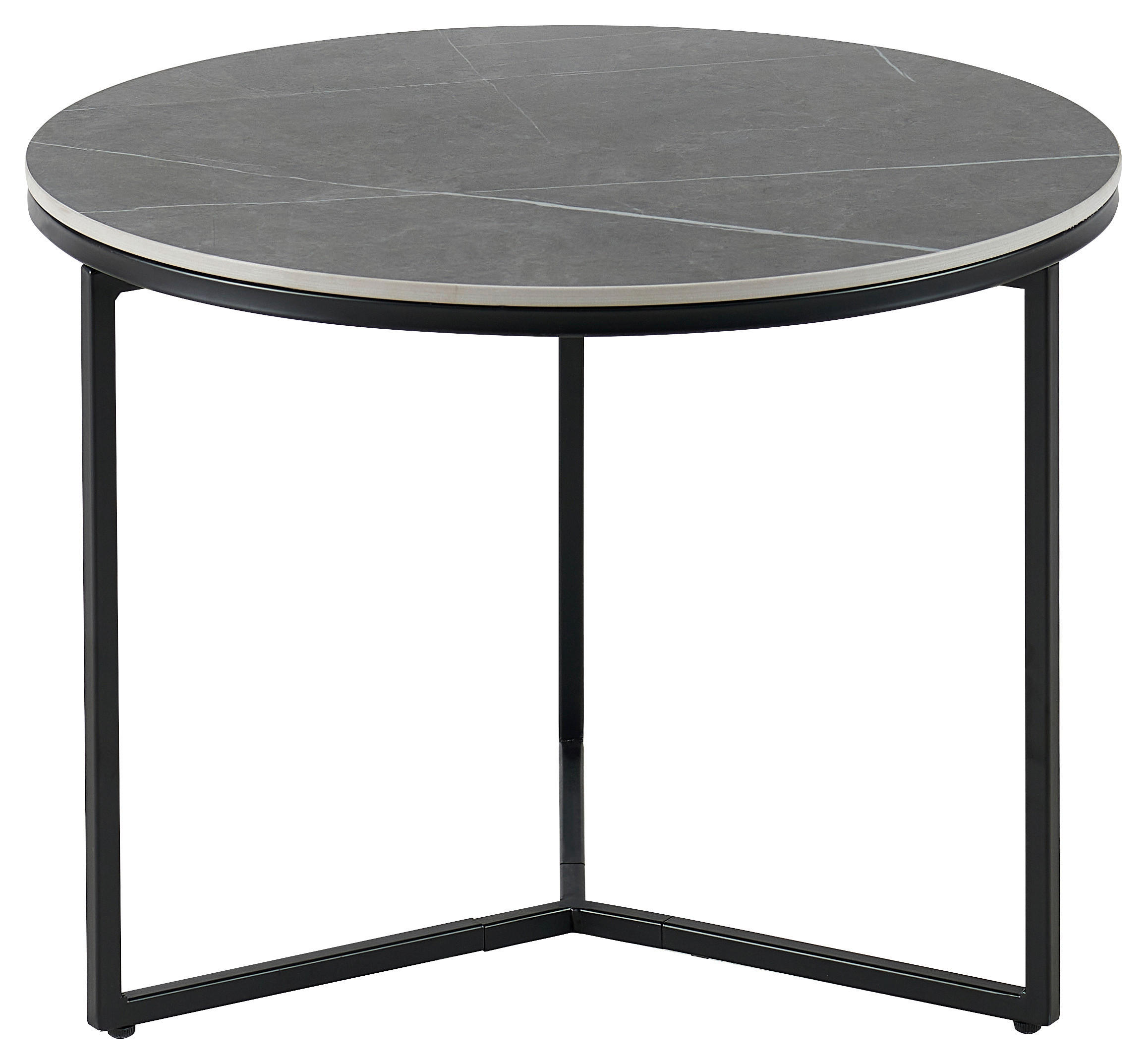 BEISTELLTISCH 60/60/45 cm Grau, Schwarz rund  - Schwarz/Grau, Design, Keramik/Metall (60/60/45cm) - Livetastic