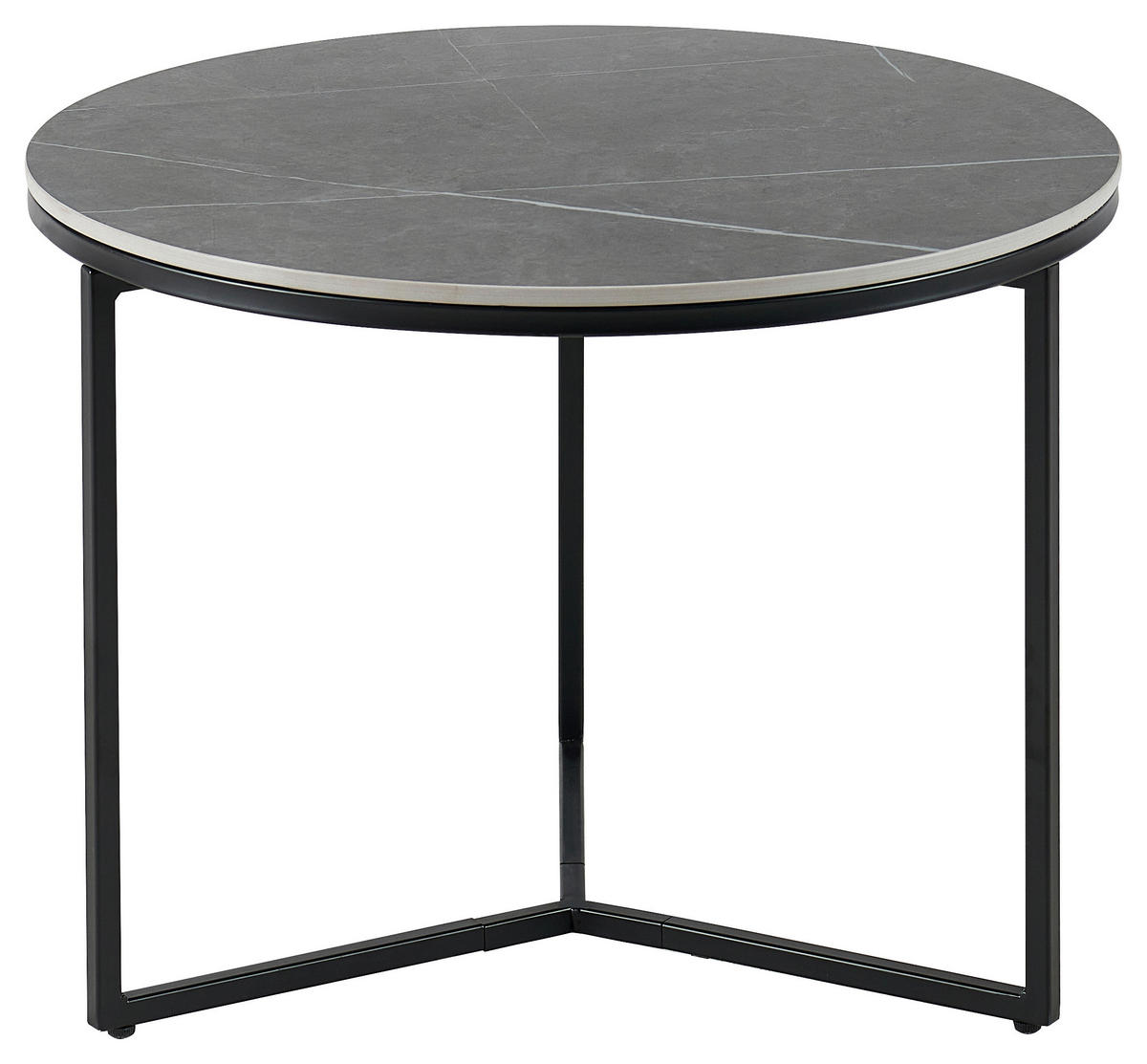 BEISTELLTISCH 60/60/45 cm Grau, Schwarz rund  - Schwarz/Grau, Design, Keramik/Metall (60/60/45cm) - Livetastic