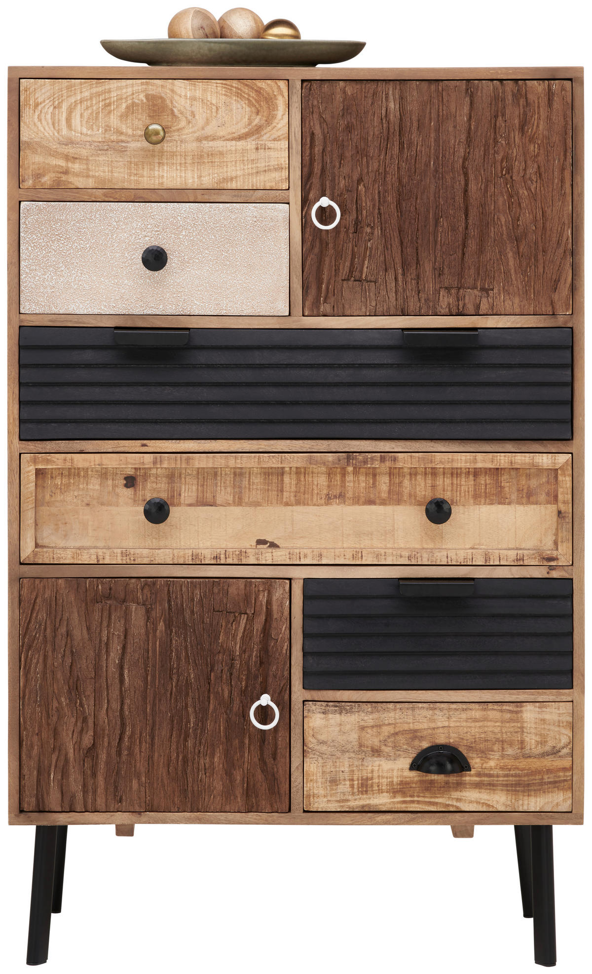 KOMMODE 80/125/35 cm  in Hellbraun, Schwarz, Dunkelbraun  - Hellbraun/Dunkelbraun, Lifestyle, Holz/Metall (80/125/35cm) - Landscape