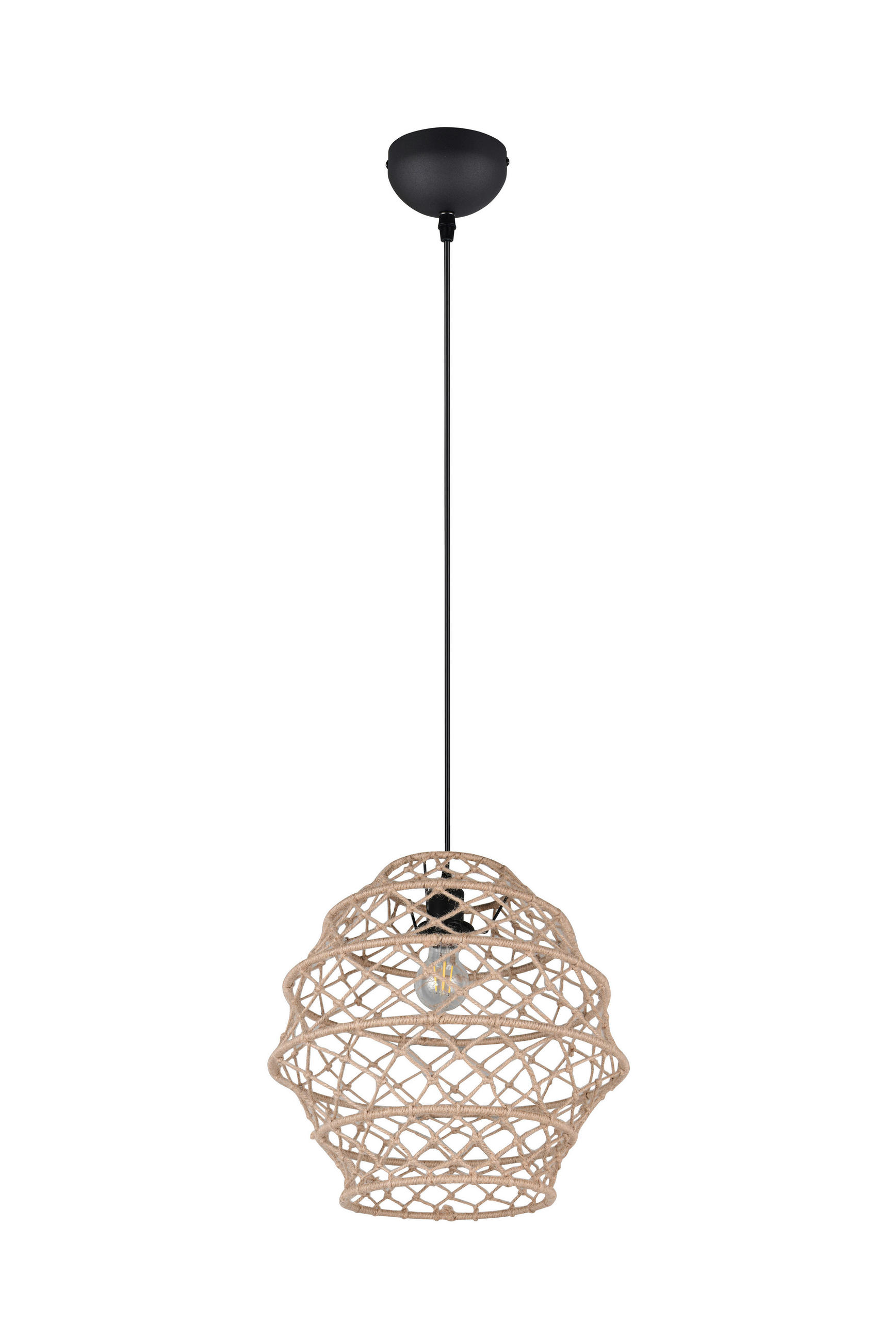 HÄNGELEUCHTE 38,5/150 cm  - Schwarz/Naturfarben, Natur, Textil/Metall (38,5/150cm)