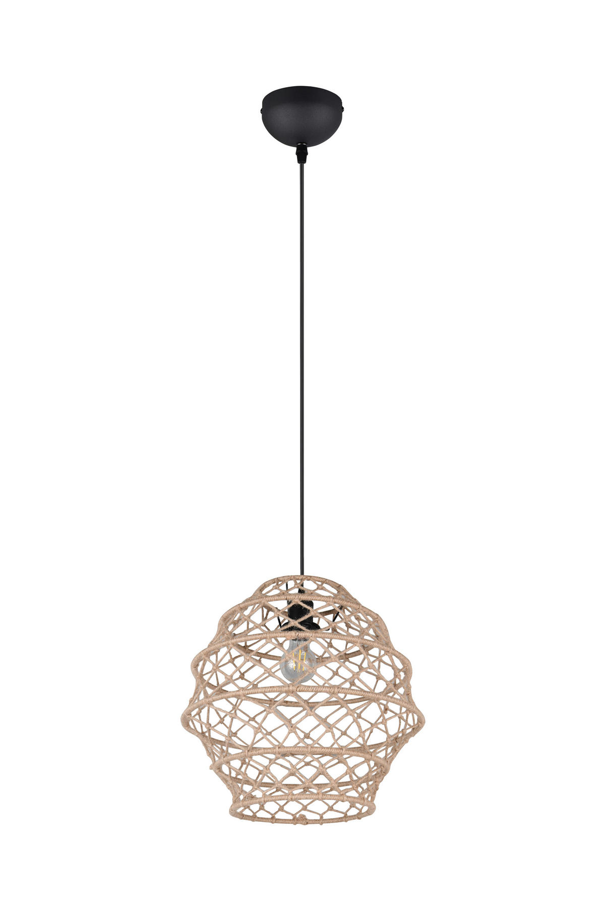 HÄNGELEUCHTE 38,5/150 cm  - Schwarz/Naturfarben, Natur, Textil/Metall (38,5/150cm)