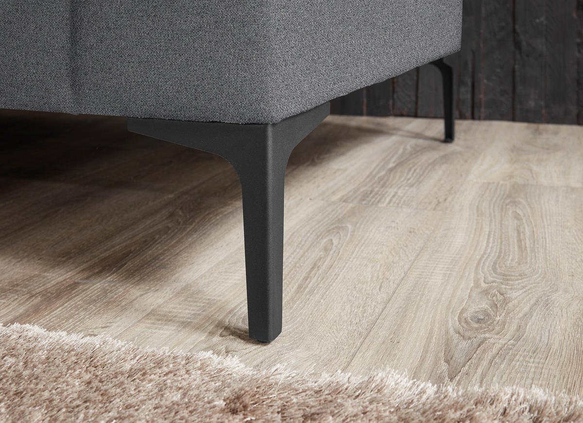 2,5-SITZER in Flachgewebe Grau  - Schwarz/Grau, Design, Textil/Metall (206/86/97cm) - Pure Home Lifestyle
