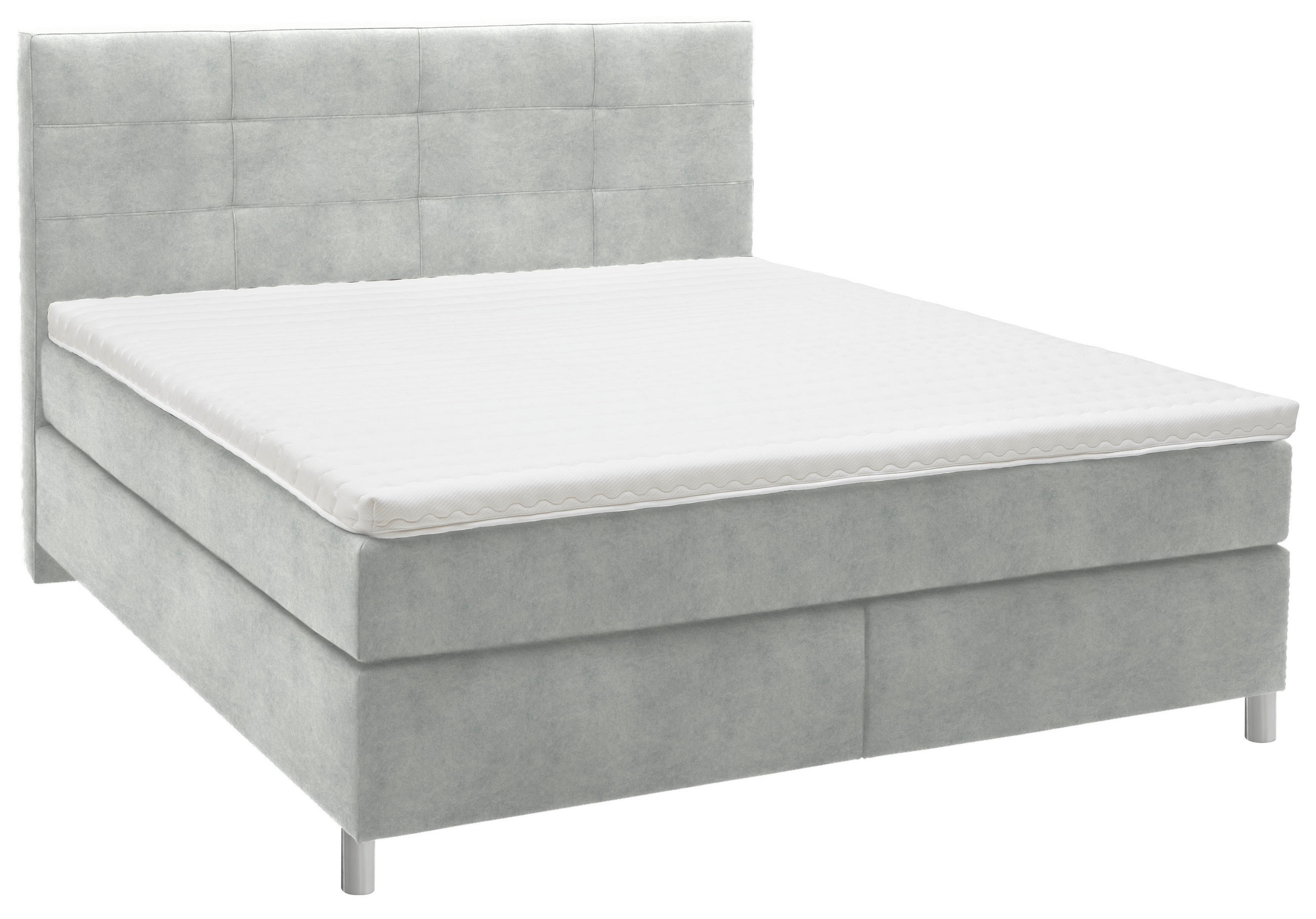 BOXSPRINGBETT 160/200 cm  in Hellgrau  - Chromfarben/Hellgrau, KONVENTIONELL, Kunststoff/Textil (160/200cm) - Voleo