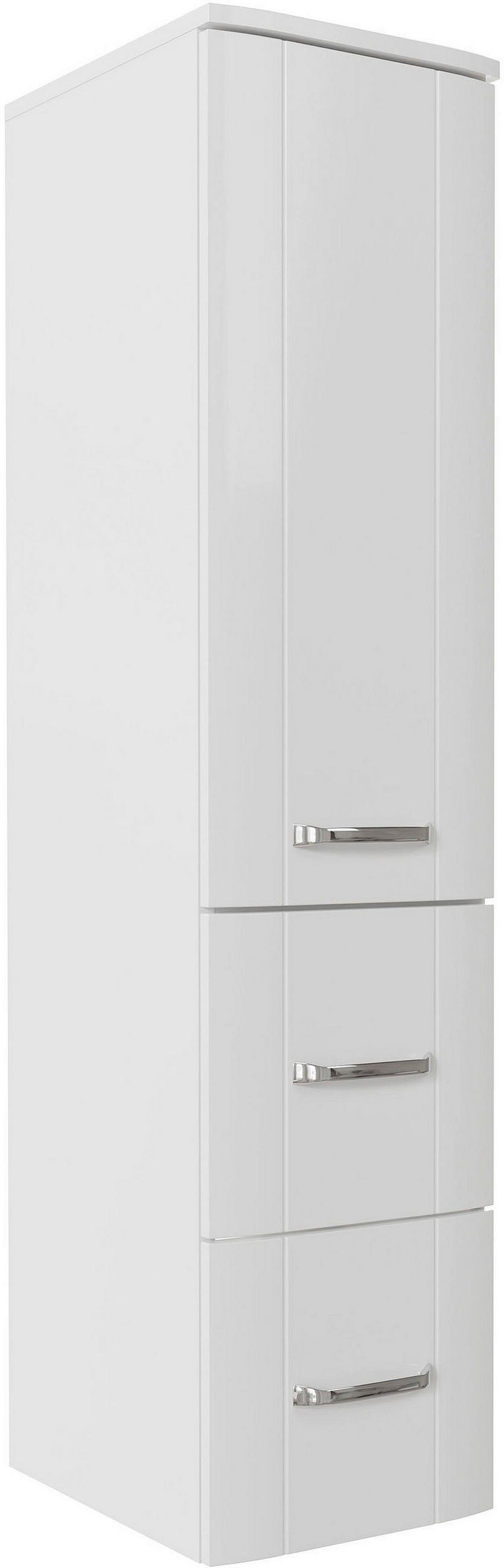 MIDISCHRANK 30/130/38 cm  - Chromfarben/Weiß Hochglanz, MODERN, Glas/Holzwerkstoff (30/130/38cm) - Sadena