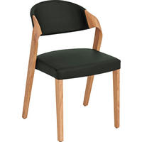 STUHL Echtleder Eichefarben, Dunkelgrün Altholz, Eiche massiv  - Dunkelgrün/Eichefarben, Natur, Leder/Holz (53/82/57cm) - Voglauer