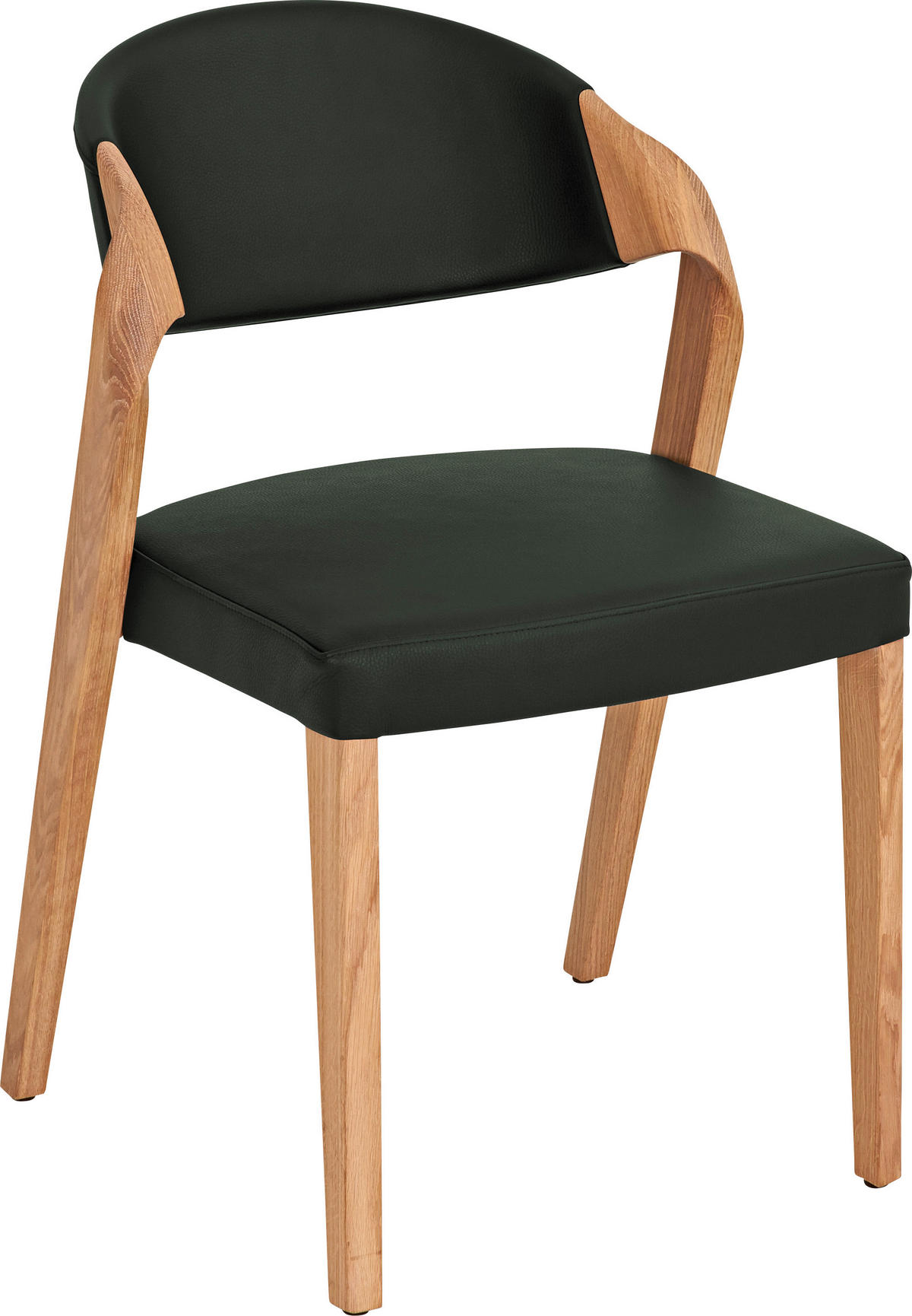 STUHL Echtleder Eichefarben, Dunkelgrün Altholz, Eiche massiv  - Dunkelgrün/Eichefarben, Natur, Leder/Holz (53/82/57cm) - Voglauer