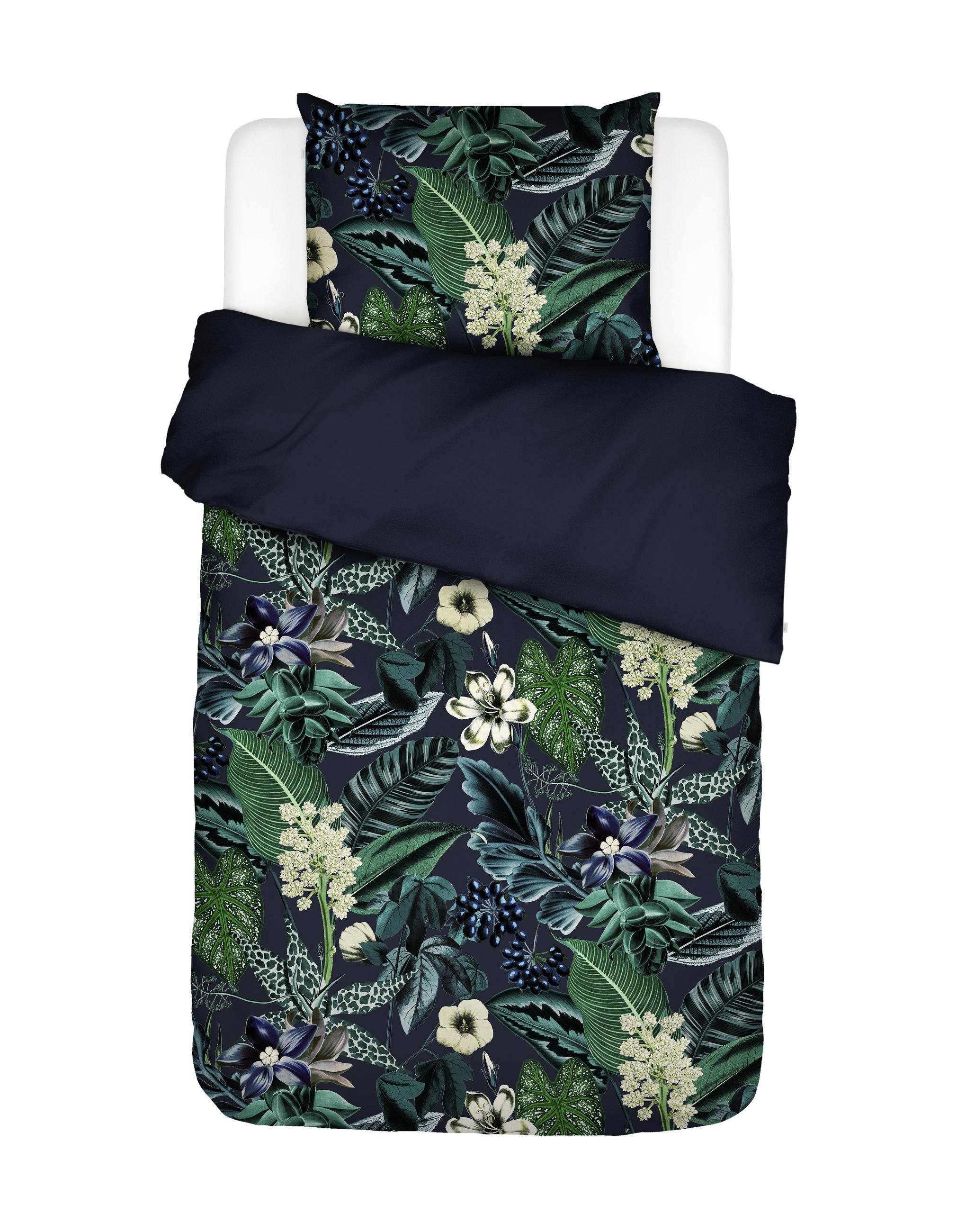 WENDEBETTWÄSCHE SS22 Satin  - Dunkelblau, KONVENTIONELL (155/220cm) - Essenza