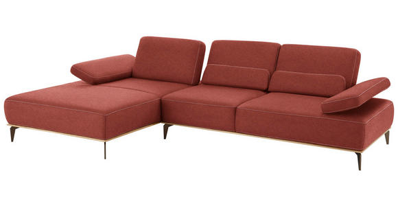 WOHNLANDSCHAFT in Textil Rot - Beige/Rot, Natur, Textil/Metall (178/298cm) - Valnatura