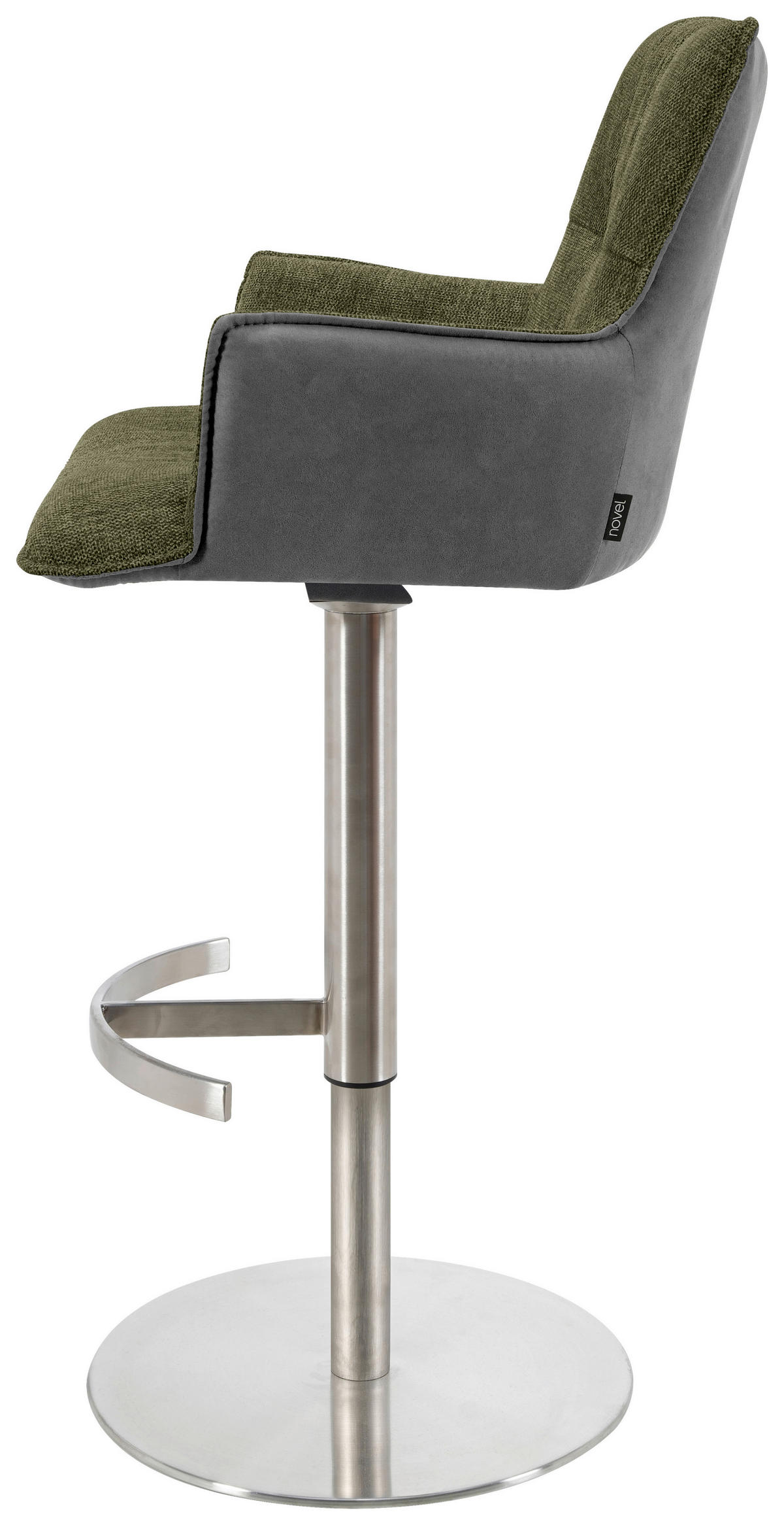 BARHOCKER in Grün, Schwarz, Edelstahlfarben  - Edelstahlfarben/Schwarz, Design, Holz/Textil (56/100/56cm) - Novel