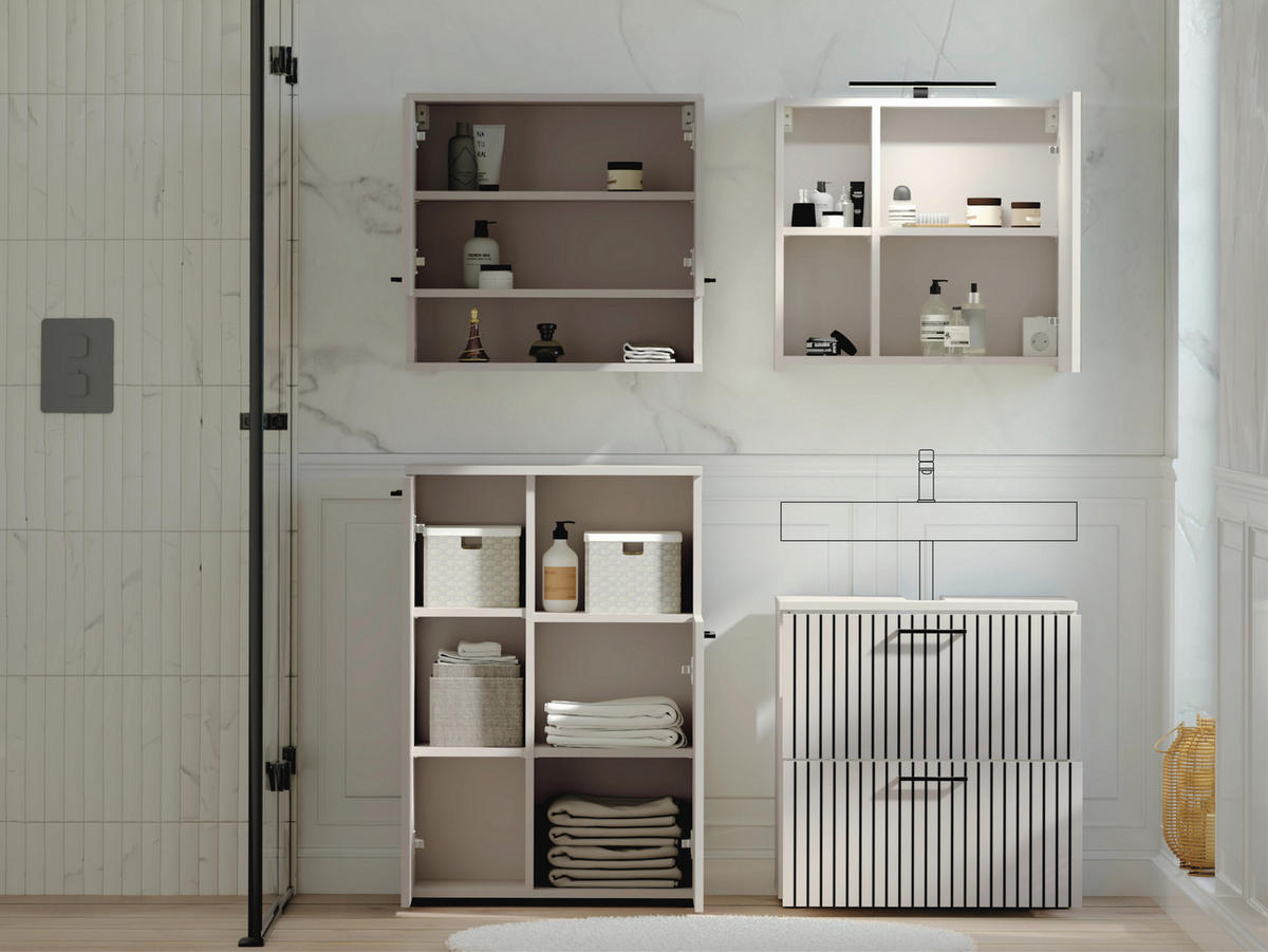 Baie 4 piese, 135 cm - cașmir/negru, Trend, sticlă/metal (135cm) - Respekta