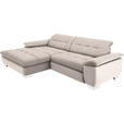 ECKSOFA in Mikrofaser Ecru  - Chromfarben/Ecru, Design, Textil/Metall (180/265cm) - Carryhome