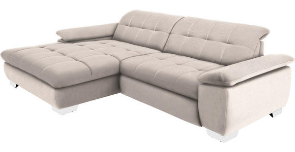 ECKSOFA in Mikrofaser Ecru  - Chromfarben/Ecru, Design, Textil/Metall (180/265cm) - Carryhome