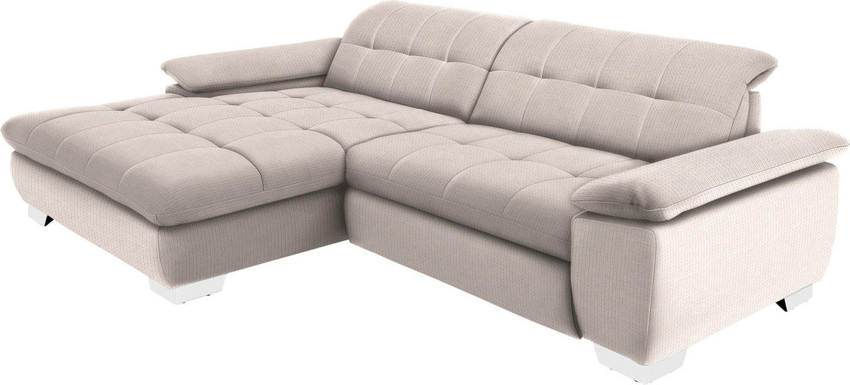 ECKSOFA in Mikrofaser Ecru  - Chromfarben/Ecru, Design, Textil/Metall (180/265cm) - Carryhome