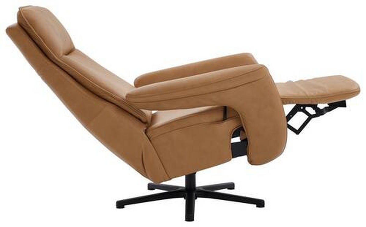 RELAXSESSEL Echtleder Relaxfunktion, Fußteilverstellung    - Schwarz/Honig, Design, Leder/Metall (83/112/87-174cm) - Valdera