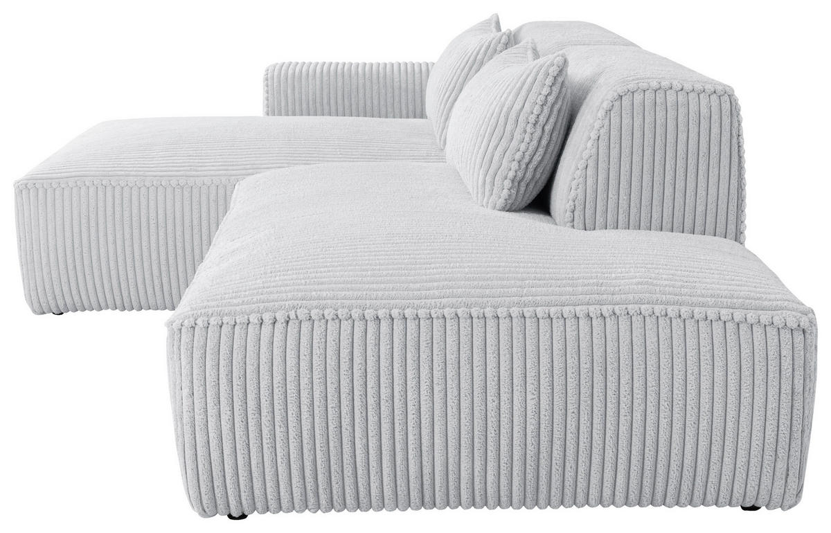ECKSOFA BILLUND in Cord Hellgrau  294/165 cm  - Hellgrau/Schwarz, KONVENTIONELL, Holzwerkstoff/Kunststoff (294/165cm) - Livetastic