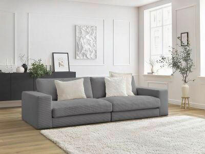 3-SITZER-SOFA LEONARD Cord Dunkelgrau  - Dunkelgrau/Schwarz, MODERN, Kunststoff/Textil (274/77/109cm)