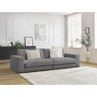 3-SITZER-SOFA LEONARD Cord Dunkelgrau  - Dunkelgrau/Schwarz, MODERN, Kunststoff/Textil (234/77/109cm)