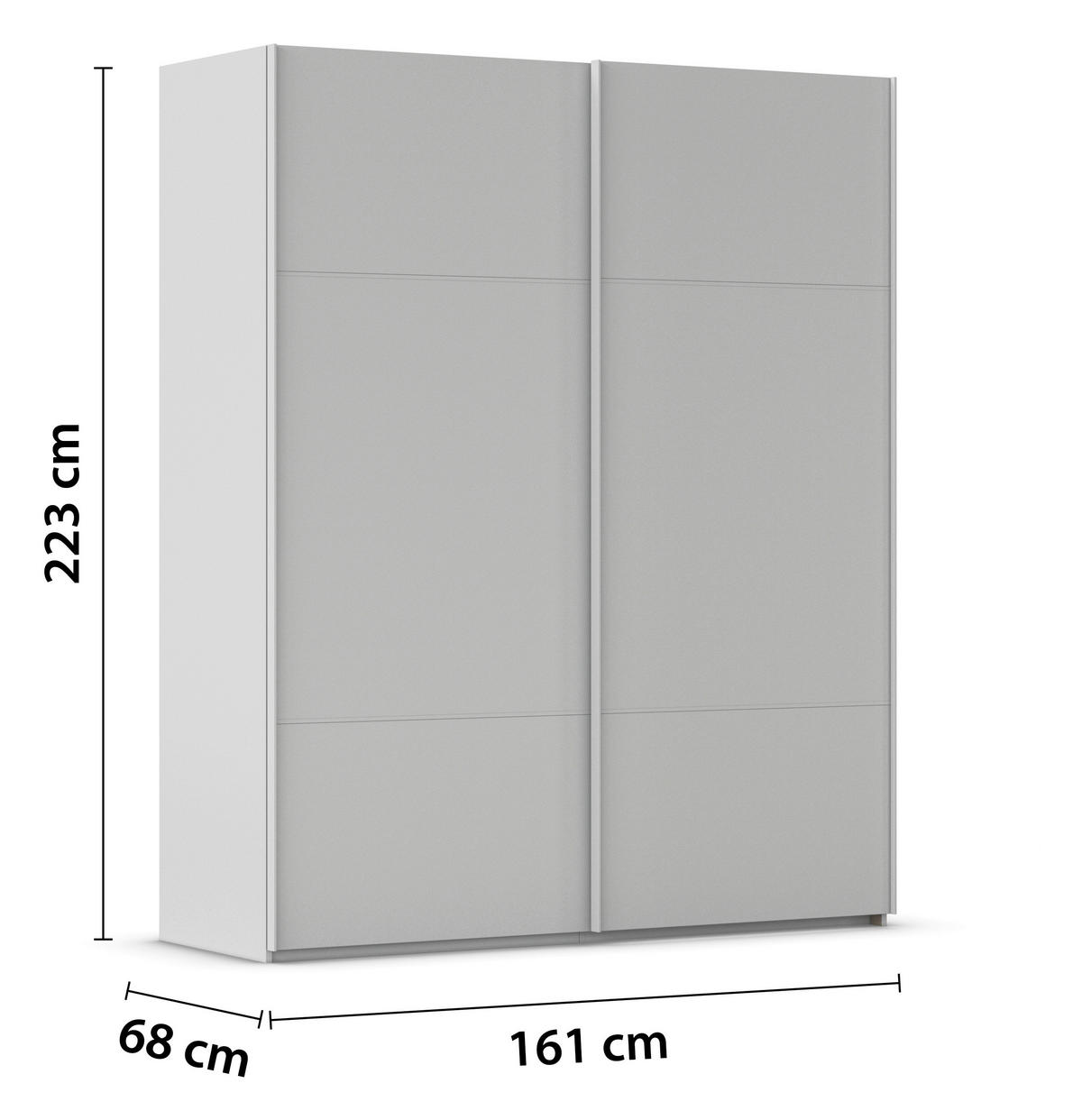 SCHWEBETÜRENSCHRANK in Grau  - Grau, Konventionell, Holzwerkstoff/Metall (162/223/68cm) - Novel
