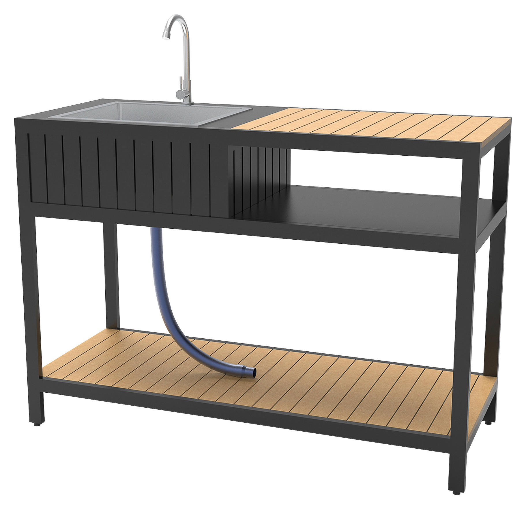 OUTDOORKÜCHE - Anthrazit/Teakfarben, Modern, Kunststoff/Metall (127/95/50cm) - Ambia Garden