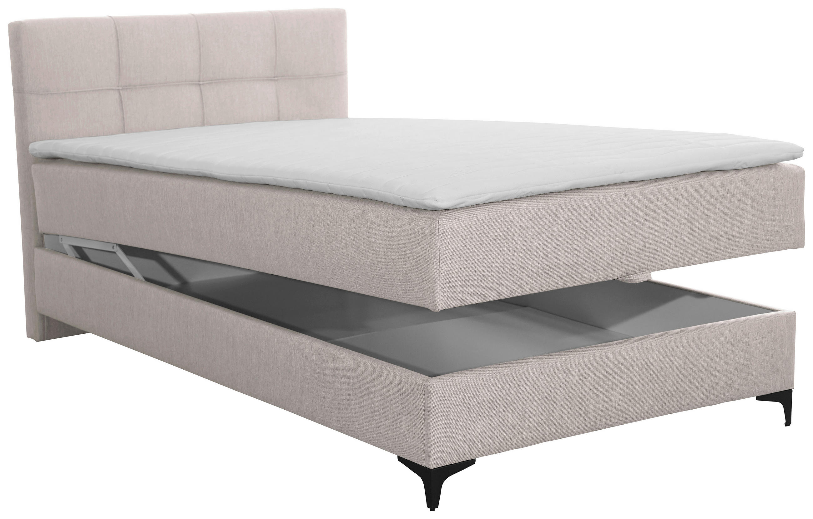 POLSTERBETT Bettkasten, Topper 120/200 cm  in Beige  - Beige/Schwarz, KONVENTIONELL, Textil/Metall (120/200cm) - MID.YOU