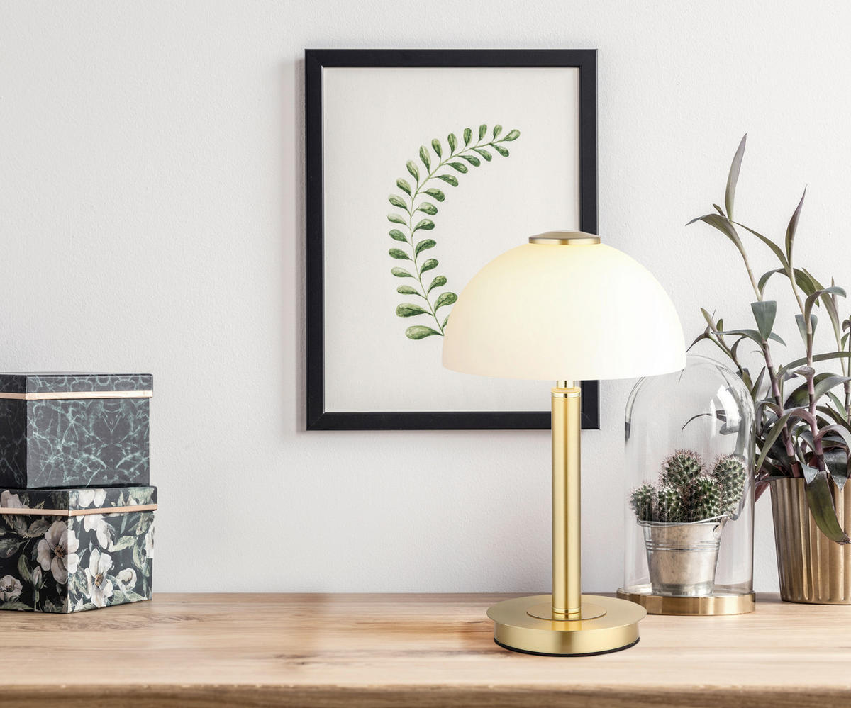 STOLNÍ LED LAMPA, dotykový stmívač, 18/31,5 cm  - černá/barvy mosazi, Design, kov/plast (18/31,5cm) - Globo