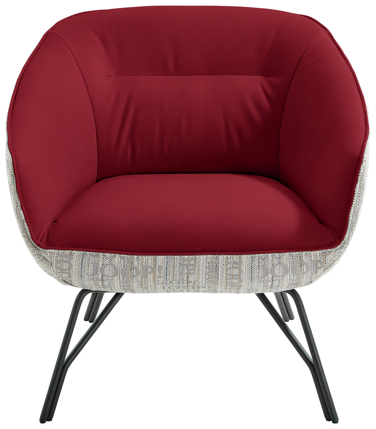 COCKTAILSESSEL - Anthrazit/Rot, Design, Leder/Textil (76/80/73cm) - Joop!