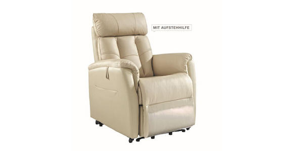 FERNSEHSESSEL in Metall, Kunststoff, Textil, Leder Beige - Beige/Schwarz, KONVENTIONELL, Leder/Kunststoff (82/107/94cm) - Cantus