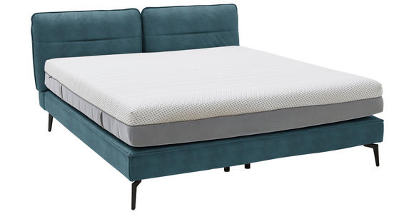 BOXSPRINGBETT 200/200 cm  in Blau  - Blau/Schwarz, Design, Textil/Metall (200/200cm) - Johann Jakob