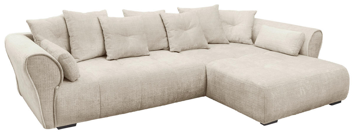 ECKSOFA in Chenille Beige  - Beige/Schwarz, Konventionell, Kunststoff/Textil (330/197cm) - MID.YOU