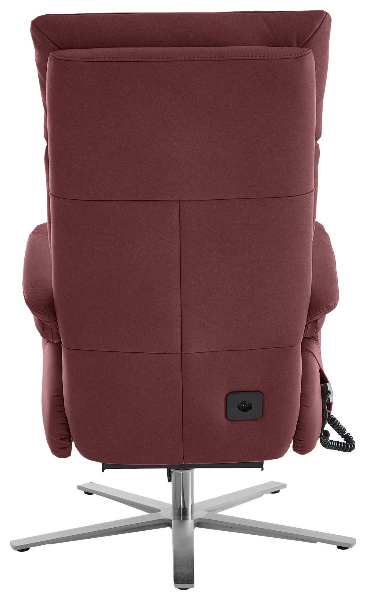 RELAXSESSEL in Leder Bordeaux  - Edelstahlfarben/Bordeaux, Design, Leder/Metall (70/124/85cm) - Cantus
