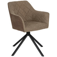 ARMLEHNSTUHL Stahl Webstoff, Mikrofaser  - Beige/Schwarz, Modern, Textil/Metall (56/81/60,5cm) - MID.YOU