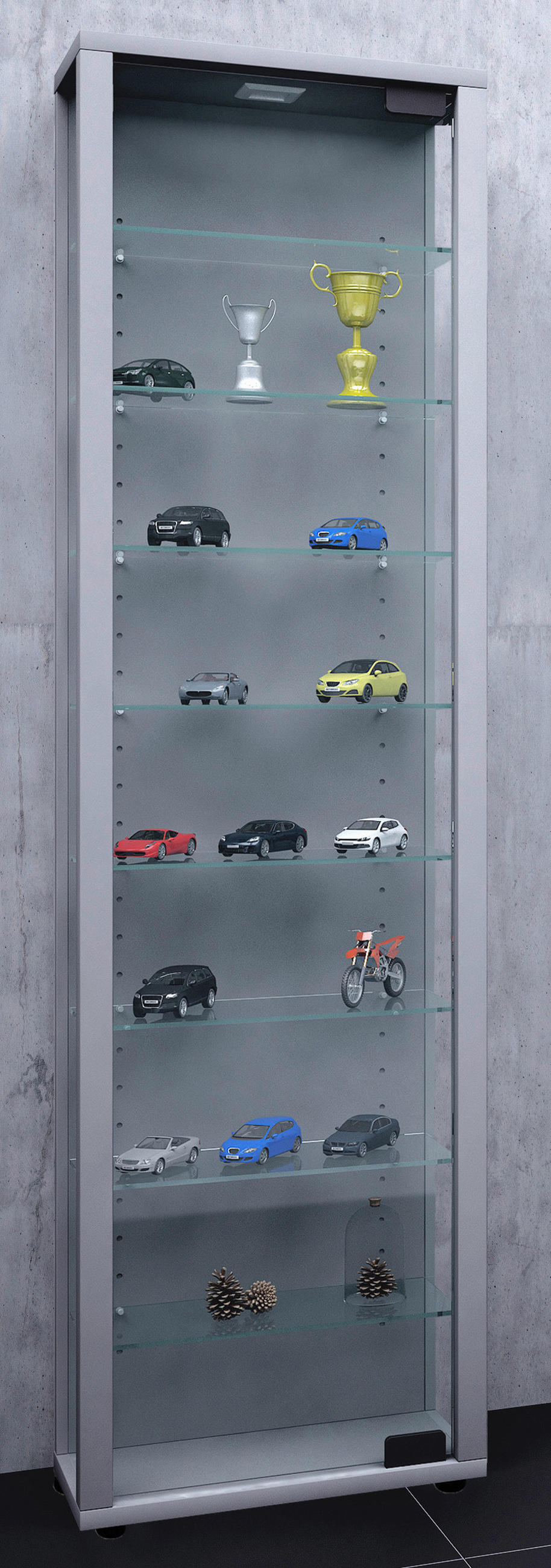 VITRINE in Silberfarben  - Transparent/Silberfarben, Design, Glas/Holzwerkstoff (33/113/18cm) - MID.YOU