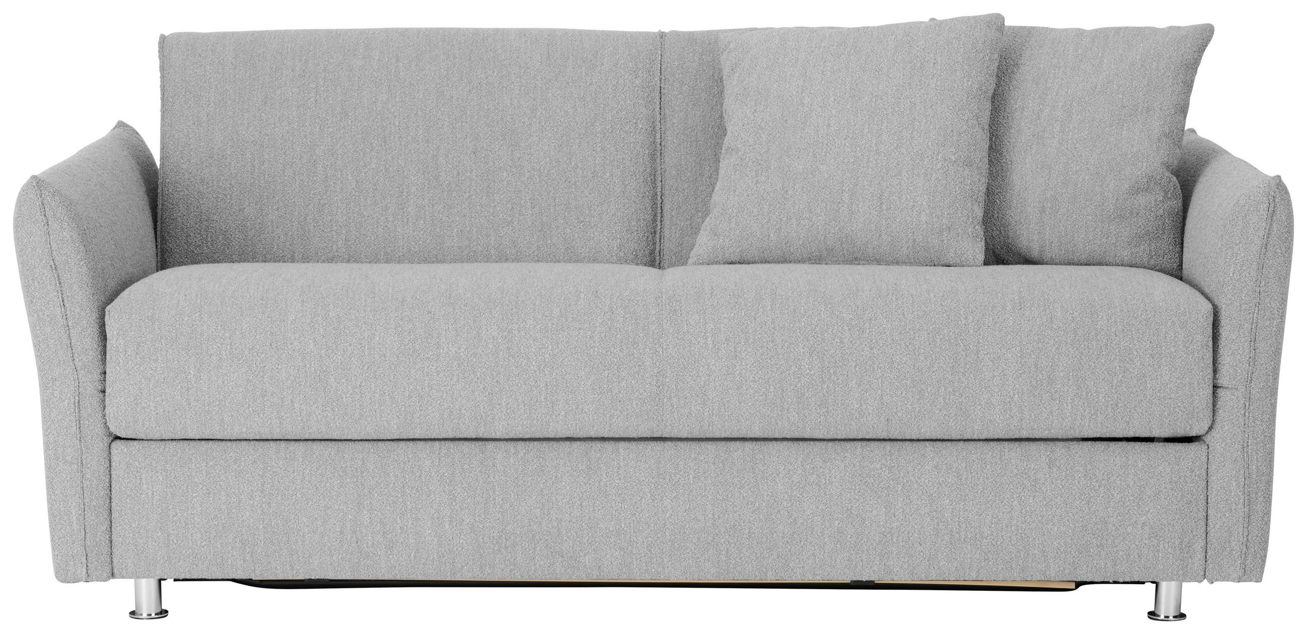 SCHLAFSOFA  in Flachgewebe Hellgrau  - Chromfarben/Hellgrau, Design, Textil/Metall (194/85/100cm) - Bali