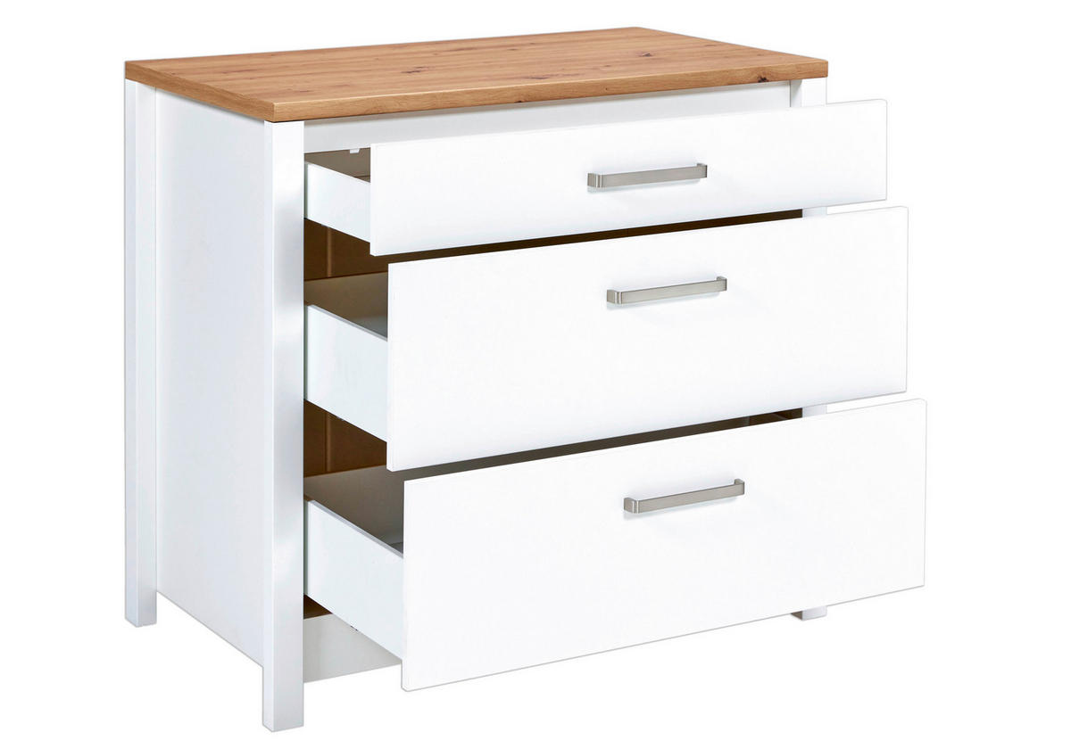 KÜCHENLEERBLOCK   in Weiß, Eiche Artisan  - Silberfarben/Weiß, MODERN, Glas/Holzwerkstoff (430/167/60cm) - home24