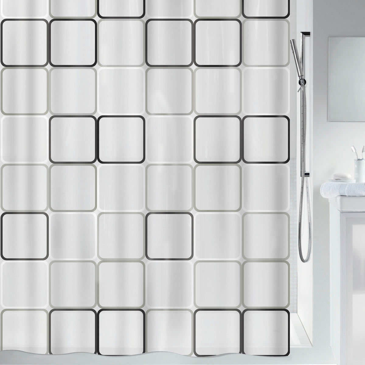 DUSCHVORHANG FRAME 180/200 cm  - Schwarz, Basics, Kunststoff (180/200cm) - Spirella