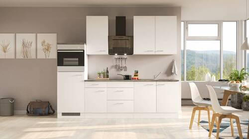 KÜCHENBLOCK 270 cm   in Weiß  - Graubraun/Alufarben, KONVENTIONELL, Holzwerkstoff/Kunststoff (270cm) - FlexWell