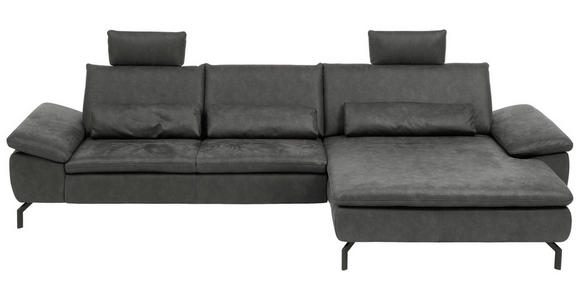 WOHNLANDSCHAFT in Textil Anthrazit - Anthrazit/Schwarz, Design, Textil/Metall (341/181cm) - Dieter Knoll