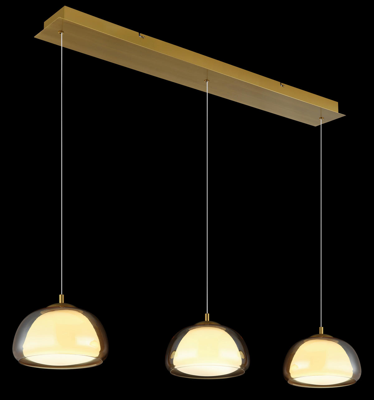 LED-HÄNGELEUCHTE 117/25/150 cm  - Transparent/Goldfarben, Design, Glas/Kunststoff (117/25/150cm) - Globo